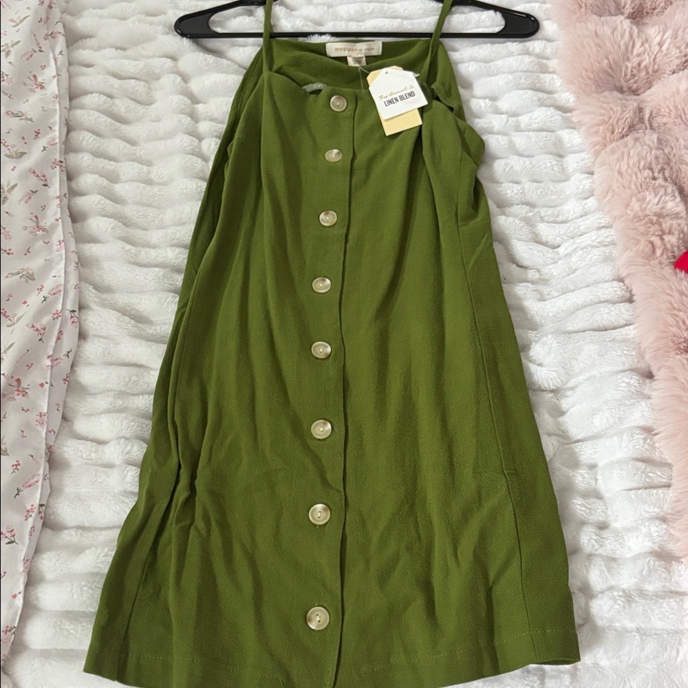 Monteau Green Button-Down Dress